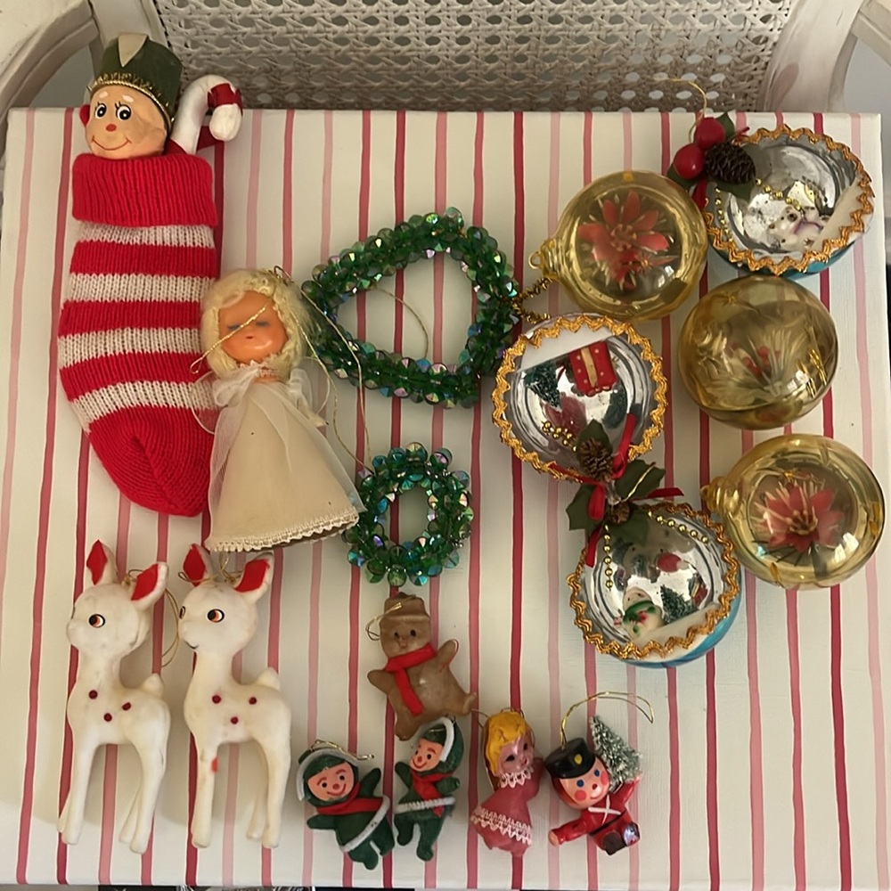 •VINTAGE MIDCENTURY CHRISTMAS ORNAMENT LOT•⬇️FINAL PRICE⬇️🍒AS IS🍒